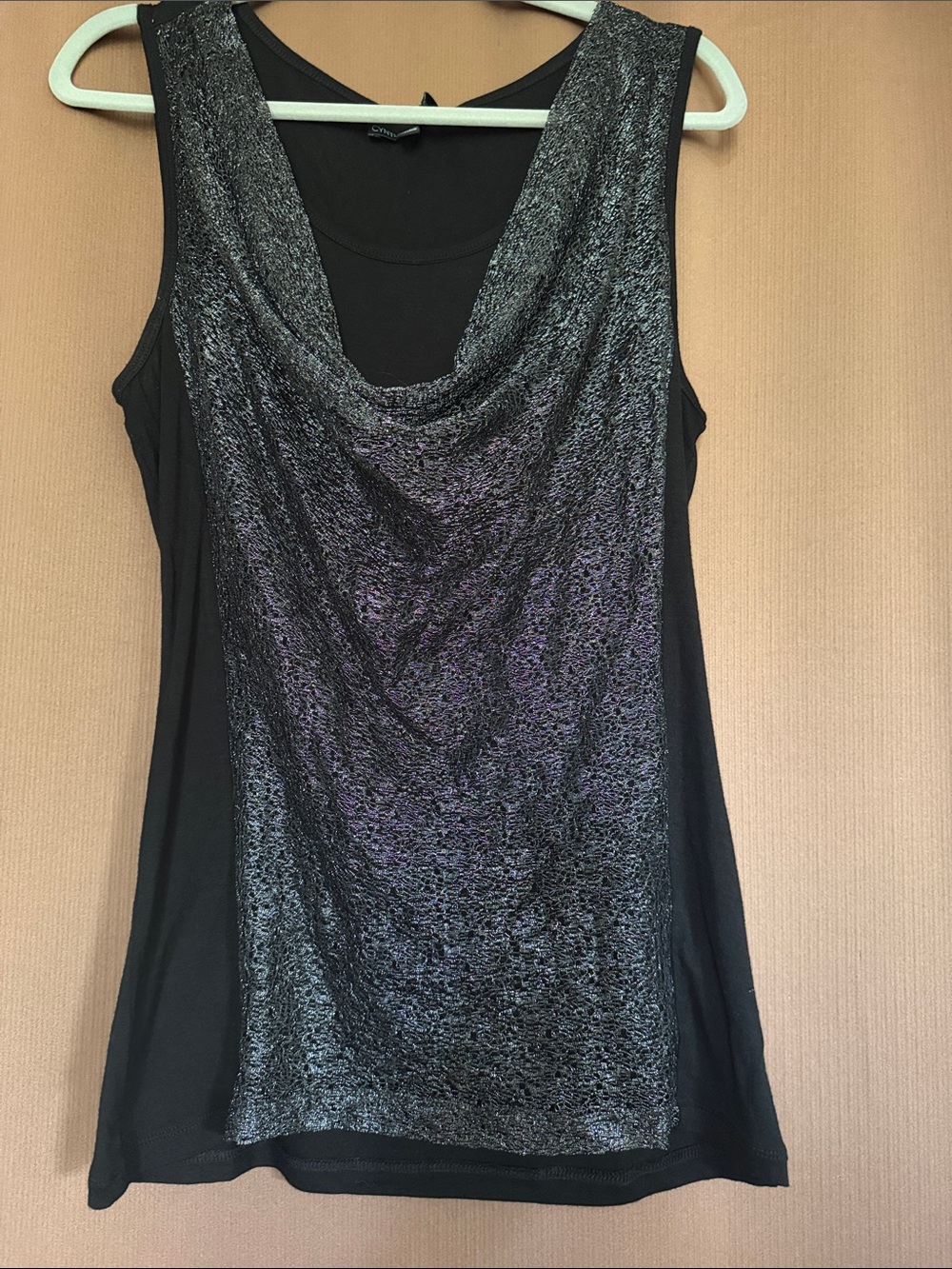 Cynthia Rowley Shimmering Black Tank Top